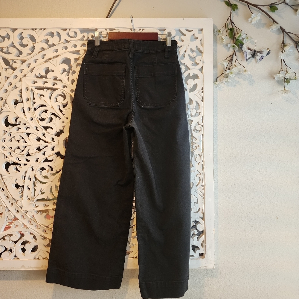 MADEWELL EMMETT WIDE-LEG CROPPED WOMENS JEANS IN BLACK SZ 26 - Picture 15 of 15